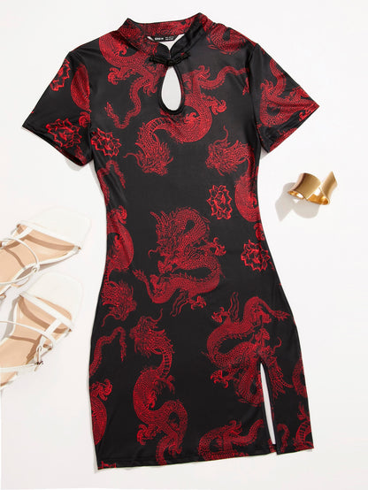 Chinese Dragon Print Dress