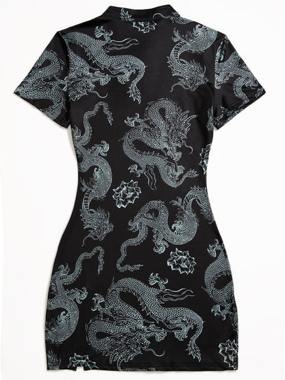 Chinese Dragon Print Dress