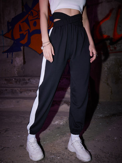 black white Wrap Waist Sweatpants