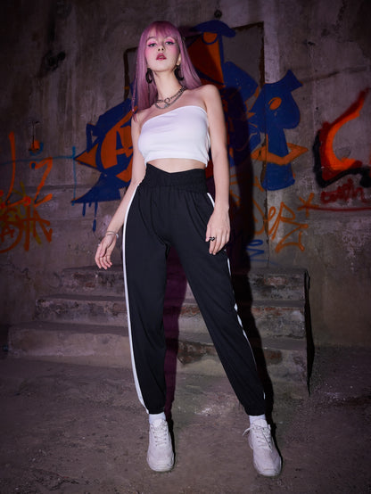 black white Wrap Waist Sweatpants