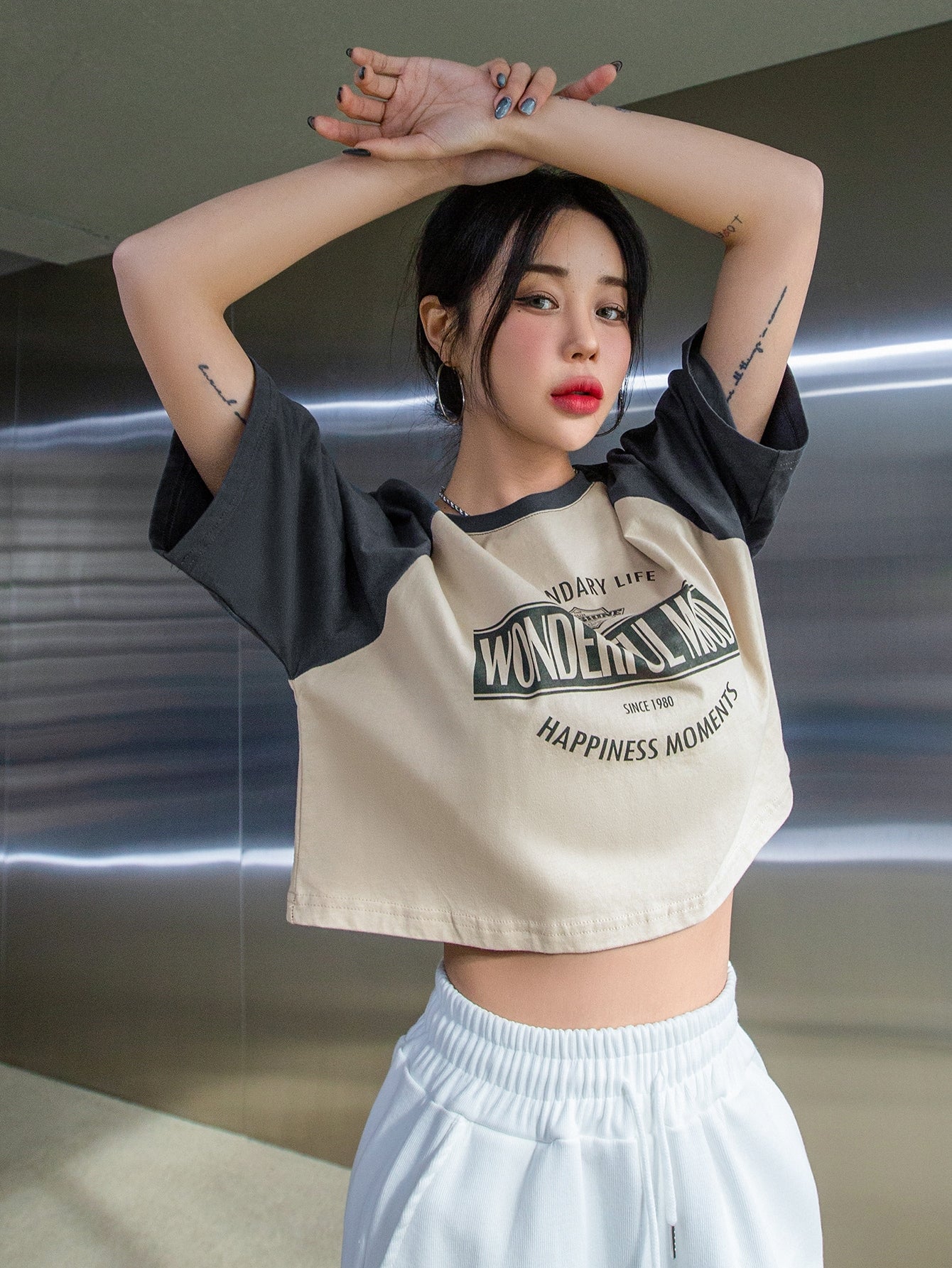 Letter Graphic  Crop Tee