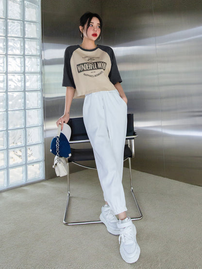 Letter Graphic  Crop Tee