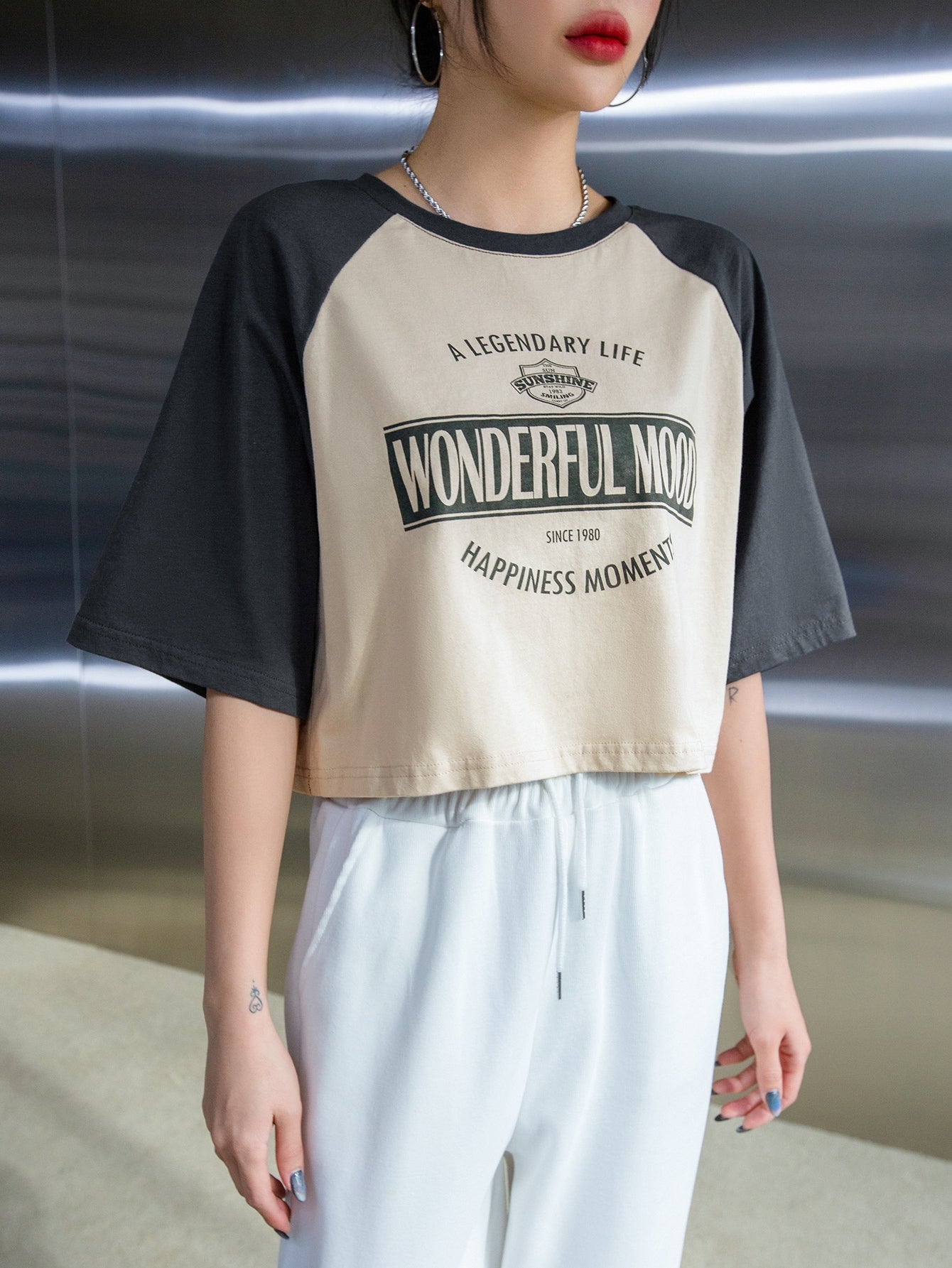 Letter Graphic  Crop Tee