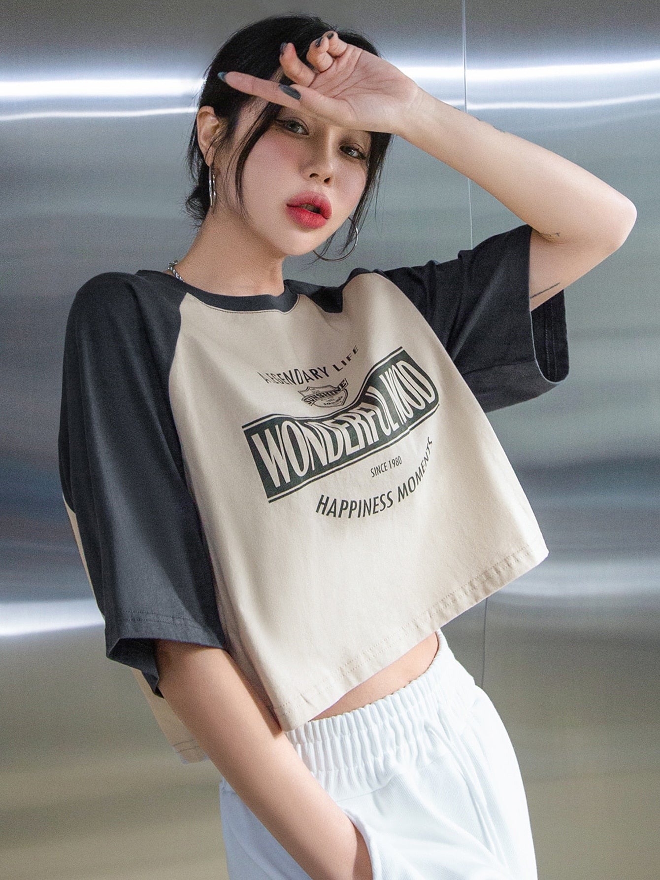 Letter Graphic  Crop Tee