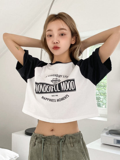 Letter Graphic  Crop Tee