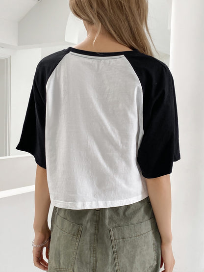 Letter Graphic  Crop Tee