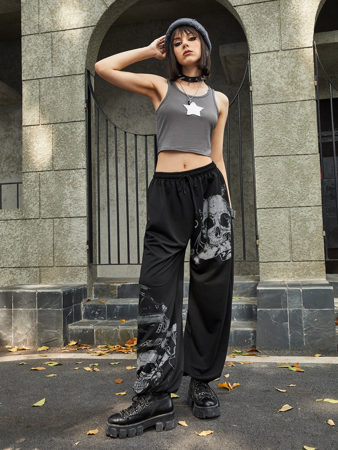 Chain Skull Graphic Sweatpants