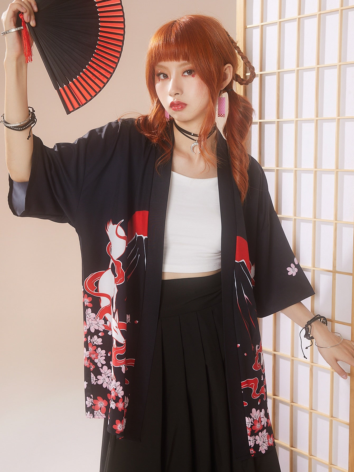 Anime Print Drop Shoulder Blouse