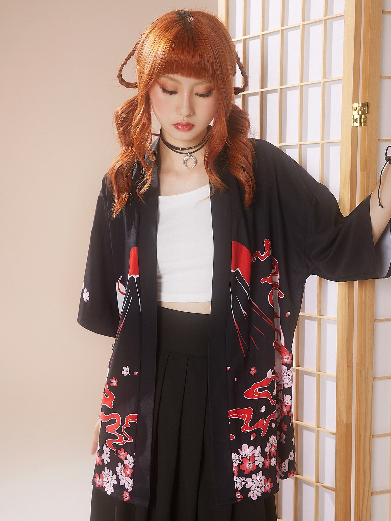 Anime Print Drop Shoulder Blouse