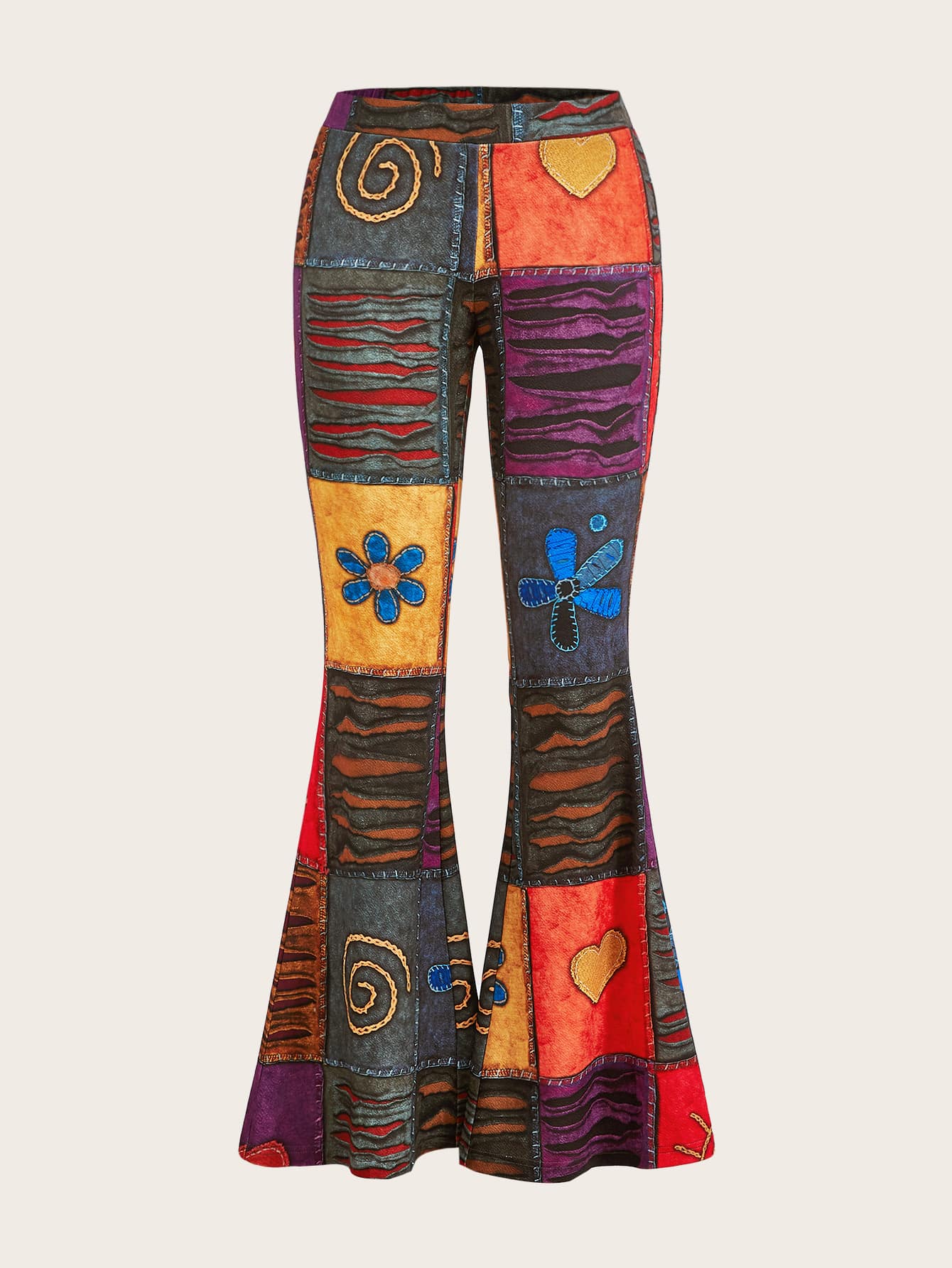 Patchwork Print Pants