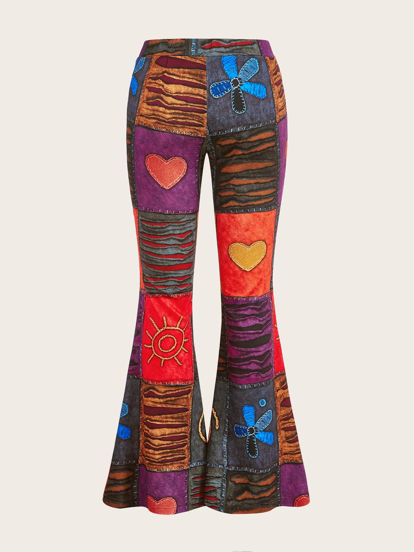 Patchwork Print Pants