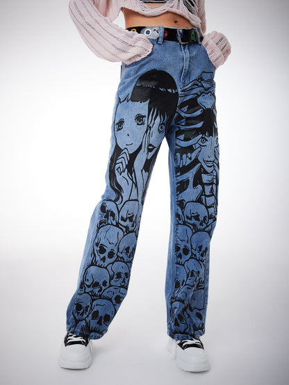 Anime Figure Graphic Jeans