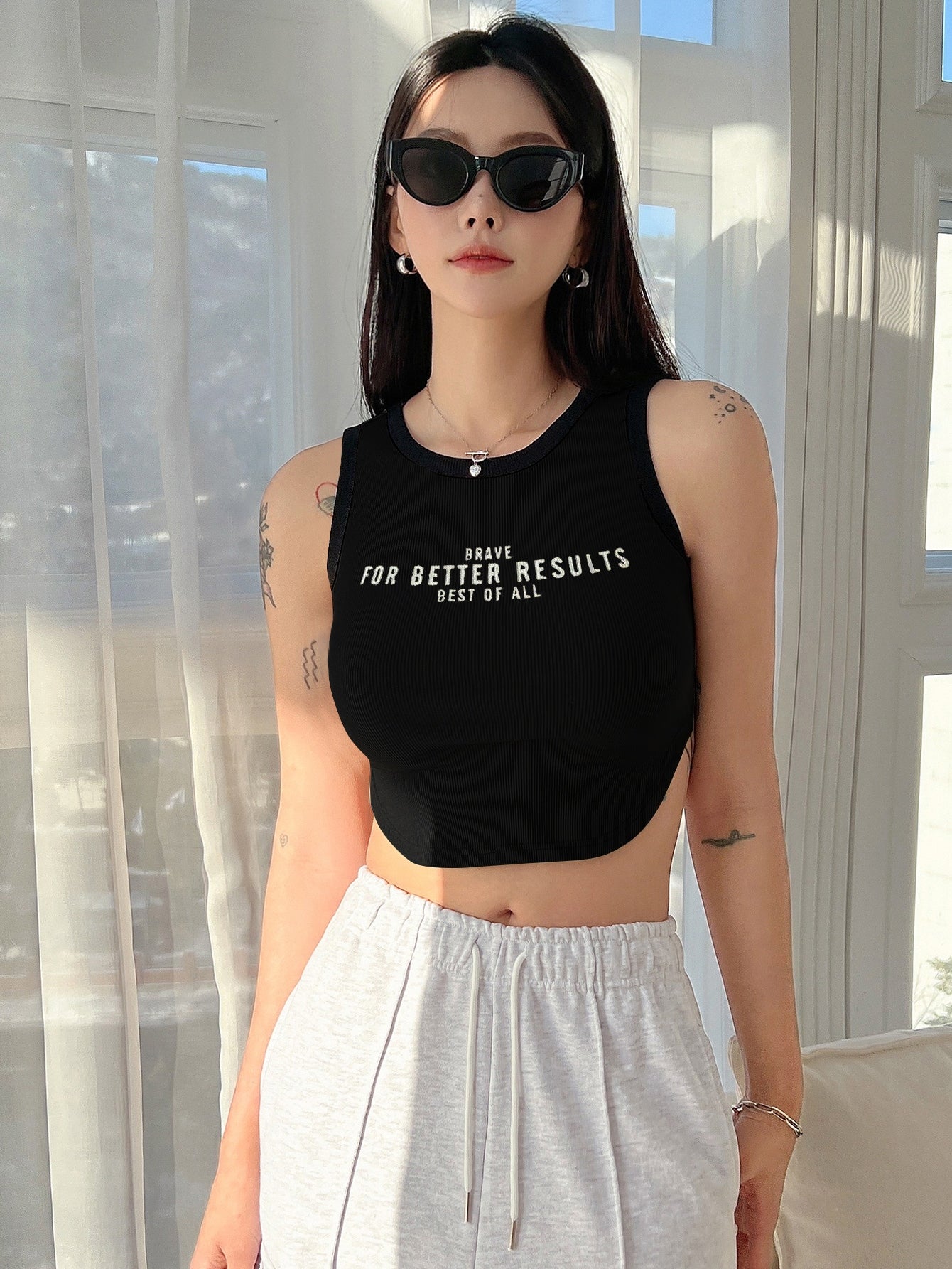 Slogan Graphic Tank Top