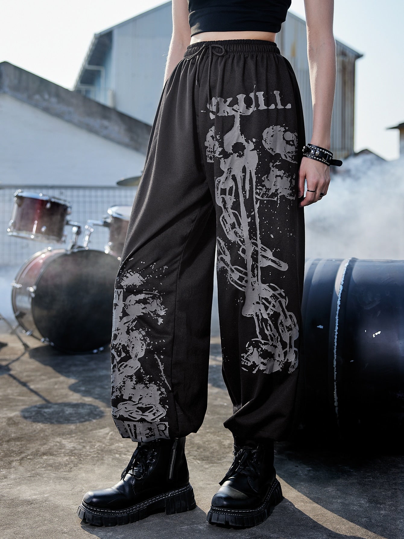 Chain Skull Graphic Sweatpants