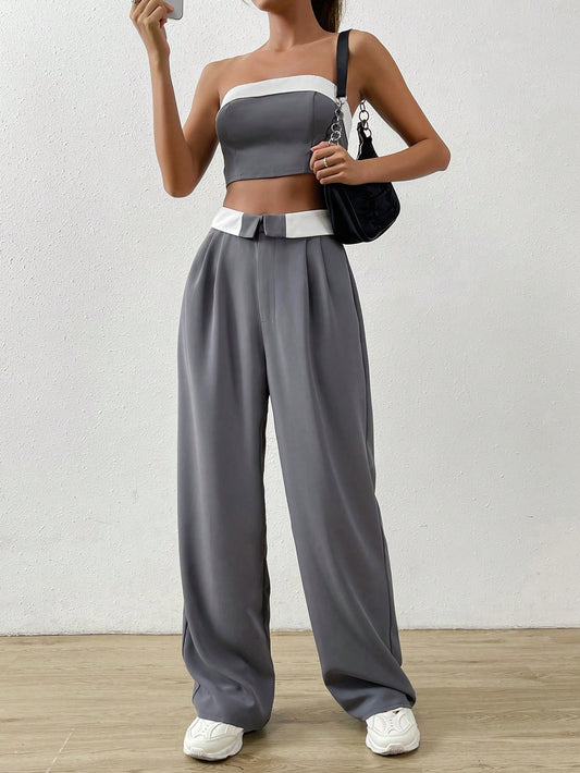 Trim Tube Top Pants