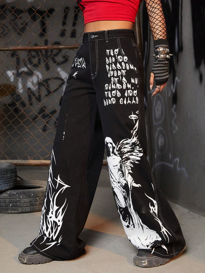 Grunge Graphic Jeans