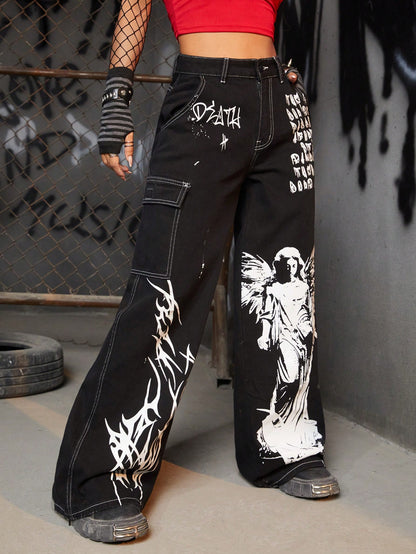 Grunge Graphic Jeans