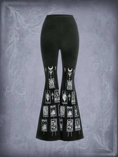 Goth Cartoon Graphic Flare Pants