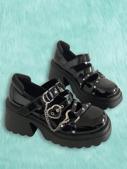 Chain Heart Mary Jane Shoes