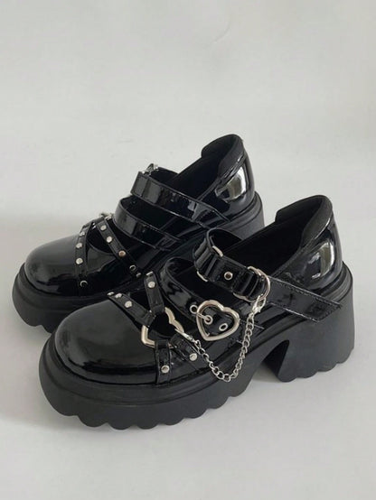 Chain Heart Mary Jane Shoes