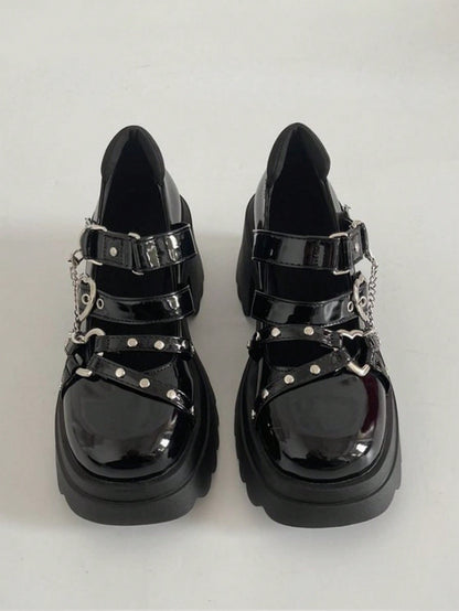 Chain Heart Mary Jane Shoes